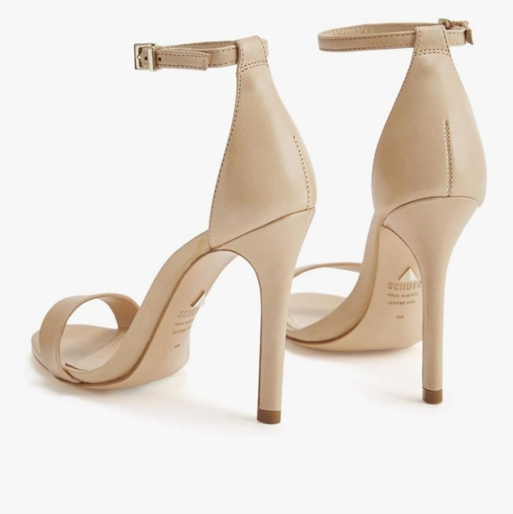 NWOT SCHUTZ CADEY LEE LEATHER NUDE HEELS SZ 6 - Picture 2 of 11